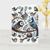 eigenzinnige blauwe vogels kaart (Gele Bloem)