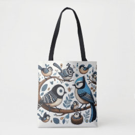 eigenzinnige blauwe vogels tote bag