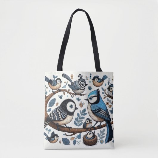 eigenzinnige blauwe vogels tote bag (Voorkant)