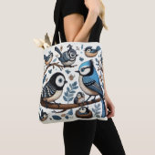 eigenzinnige blauwe vogels tote bag (Dichtbij)