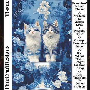 Eigenzinnige Blauwe & Witte Kittens, Bloemenschikk Tissuepapier