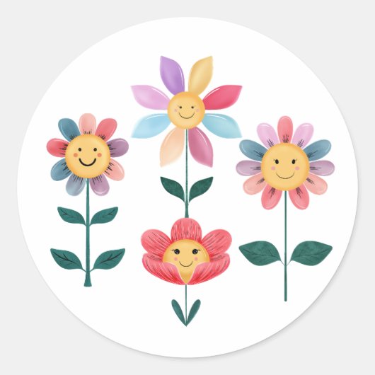 eigenzinnige bloemen ronde sticker (Voorkant)