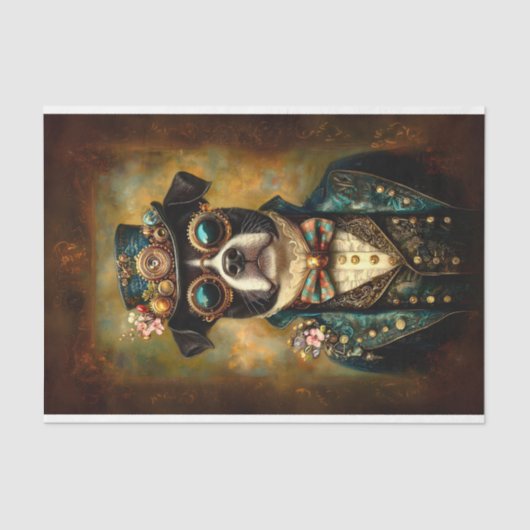 Eigenzinnige Bloemen Steampunk Bulldog AU2 Decoupa Tissuepapier (Voorkant)