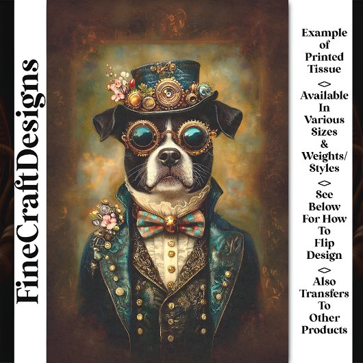 Eigenzinnige Bloemen Steampunk Bulldog AU2 Decoupa Tissuepapier