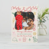 Eigenzinnige boho chique illustratie leuke foto ke feestdagenkaart (Staand voorkant)