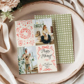 Eigenzinnige Boho Hand getrokken Bogen Vrolijke Ke Feestdagenkaart