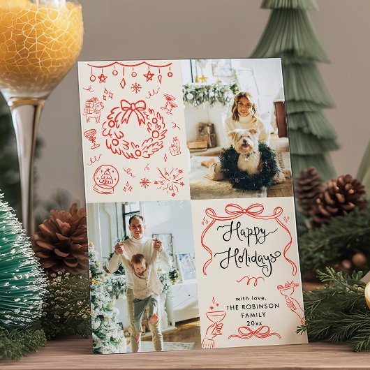 Eigenzinnige Boho Hand getrokken Bogen Vrolijke Ke Feestdagenkaart