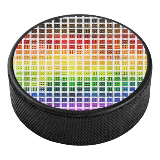 Eigenzinnige Boho Plaid Kleurrijke Gay Rainbow Pri Hockey Puck (3/4)