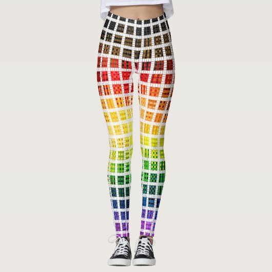 Eigenzinnige Boho Plaid Kleurrijke Gay Rainbow Pri Leggings (Voorkant)