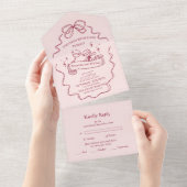 eigenzinnige boog handgeschreven bruiloft all in one uitnodiging (Afscheurbaar)