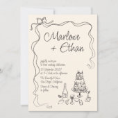 eigenzinnige boog handgeschreven bruiloft kaart (Voorkant)