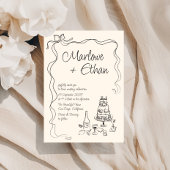 eigenzinnige boog handgeschreven bruiloft kaart