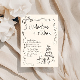 eigenzinnige boog handgeschreven bruiloft kaart