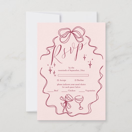 eigenzinnige boog handgeschreven bruiloft RSVP kaartje (Voorkant)