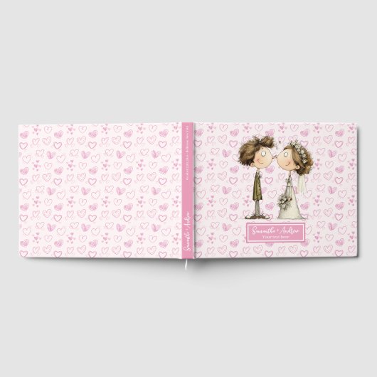 Eigenzinnige bruid bruidegom gepersonaliseerde gas gastenboek (Volledig)
