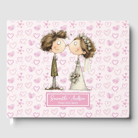 Eigenzinnige bruid bruidegom gepersonaliseerde gas gastenboek (Voorkant)