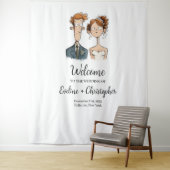 Eigenzinnige bruid en bruidegom bruiloft achtergro wandkleed (In situ)