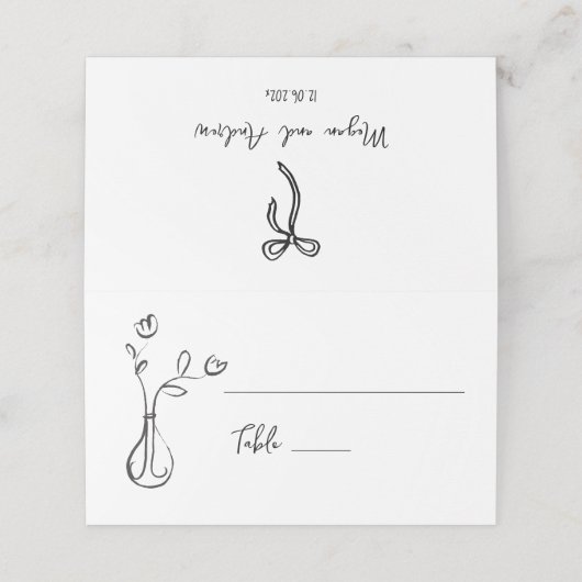 Eigenzinnige Bruiloft bloemen Plaats kaart Plaatskaartje (Buitenkant ongevouwen)