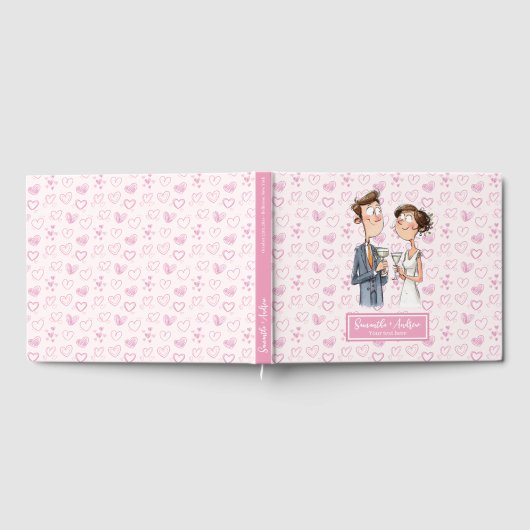 Eigenzinnige bruiloft paar Keepsake Guest boek (Volledig)