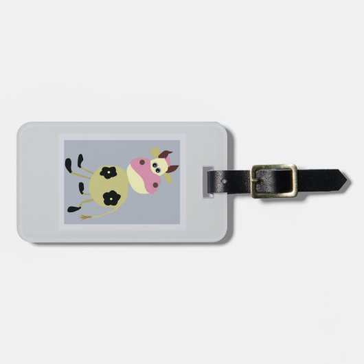 Eigenzinnige Cartoon Koe Fun Boerderij Dier Bagagelabel (Voorkant horizontaal)