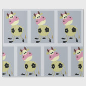Eigenzinnige Cartoon Koe Fun Boerderij Dier Cadeaupapier (Vlak)