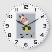 Eigenzinnige Cartoon Koe Fun Boerderij Dier Grote Klok (Voorkant)
