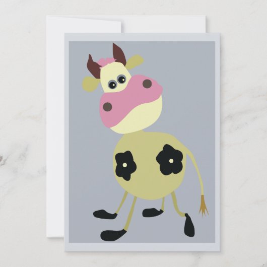 Eigenzinnige Cartoon Koe Fun Boerderij Dier Kaart (Voorkant)