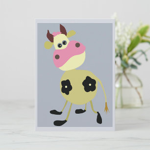 Eigenzinnige Cartoon Koe Fun Boerderij Dier Kaart