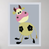 Eigenzinnige Cartoon Koe Fun Boerderij Dier Poster (Voorkant)