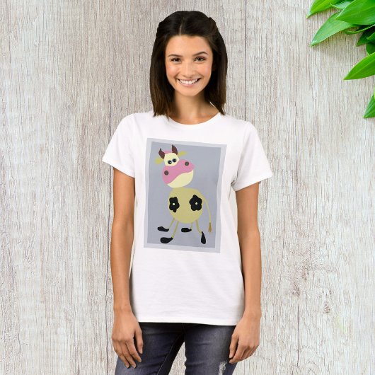Eigenzinnige Cartoon Koe Fun Boerderij Dier T-shirt
