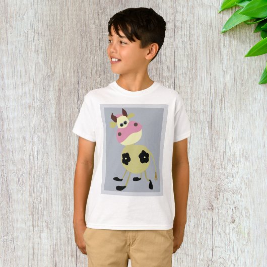 Eigenzinnige Cartoon Koe Fun Boerderij Dier T-shirt