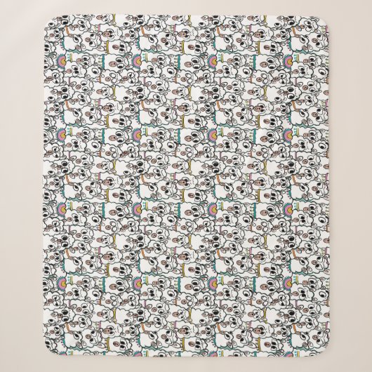 Eigenzinnige Cartoon Llama Herd Doodle Sherpa Deken (Voorkant)