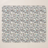 Eigenzinnige Cartoon Llama Herd Doodle Sherpa Deken (Voorkant (horizontaal))