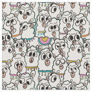 Eigenzinnige Cartoon Llama Herd Doodle Stof