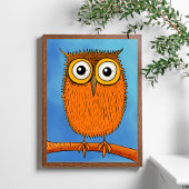 Eigenzinnige Cartoon Sinaasappel Uil met Big Eyes  Poster