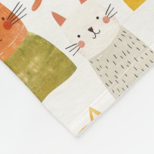 Eigenzinnige Cat Pattern Kleurrijke Waterverf Feli Fleece Deken (Hoek)