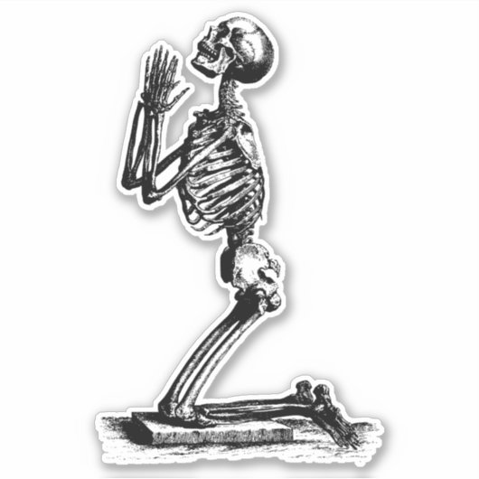 Eigenzinnige charme - Praying Skeleton Sticker (Voorkant)