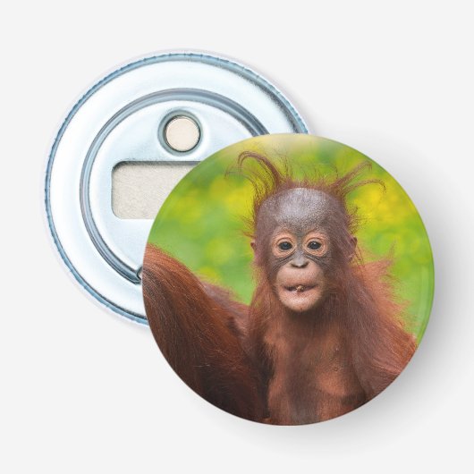 Eigenzinnige charme van een orang-oetan Baby Button Flesopener (Voorkant)