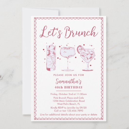 Eigenzinnige Cocktails Pink Let's Brunch Elk Evene Kaart (Voorkant)