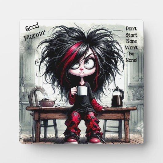 Eigenzinnige Coffee Lady Begin niet met plaque met Fotoplaat (Voorkant)