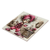 Eigenzinnige Coffee Lady Full Pot Keramische Tegel Tegeltje (Zijkant)