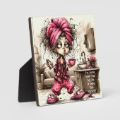 Eigenzinnige Coffee Lady Full Pot Plaque met Ezel Fotoplaat (Voorkant)
