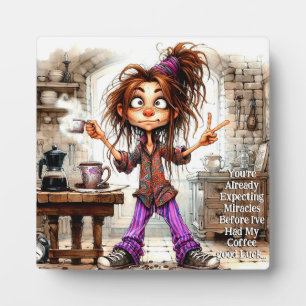 Eigenzinnige Coffee Lady Good Luck Plaque met Ezel Fotoplaat