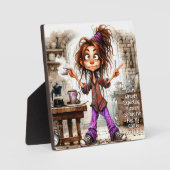 Eigenzinnige Coffee Lady Good Luck Plaque met Ezel Fotoplaat (Voorkant)
