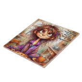 Eigenzinnige Coffee Lady Hoge Verwachtingen Kerami Tegeltje (Zijkant)