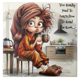 Eigenzinnige Coffee Lady Lees de kamer Keramische Tegeltje