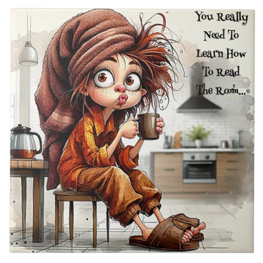 Eigenzinnige Coffee Lady Lees de kamer Keramische Tegeltje (Voorkant)