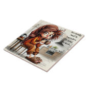 Eigenzinnige Coffee Lady Lees de kamer Keramische Tegeltje (Zijkant)