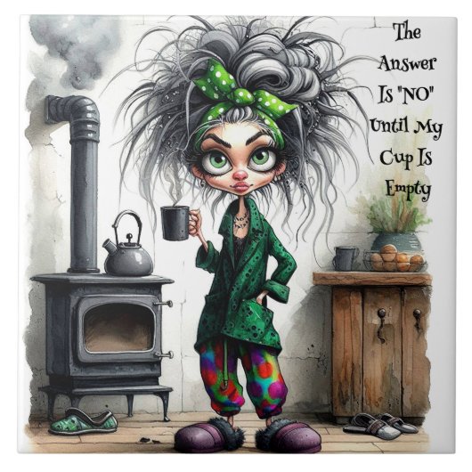 Eigenzinnige Coffee Lady Lege Cup Keramische Tegel Tegeltje (Voorkant)