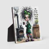 Eigenzinnige Coffee Lady Lege Cup Plaque met Ezel Fotoplaat (Voorkant)